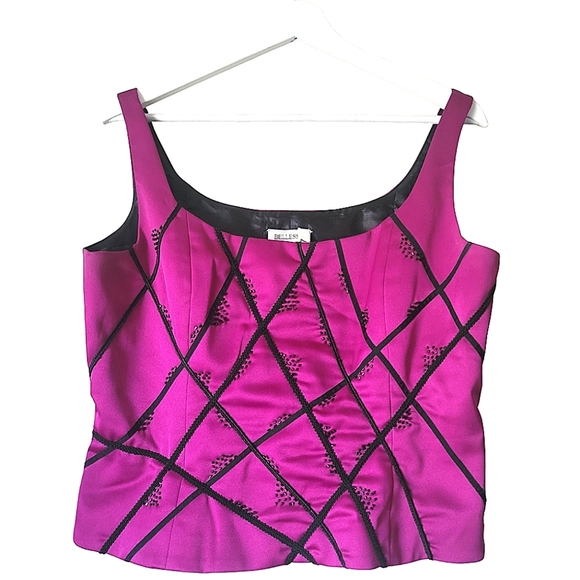 BELLESA Sequins Tank Top in Magenta and Black Size 12 - Picture 1 of 6